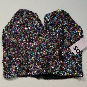 SO sequin bustier top size L multicolor